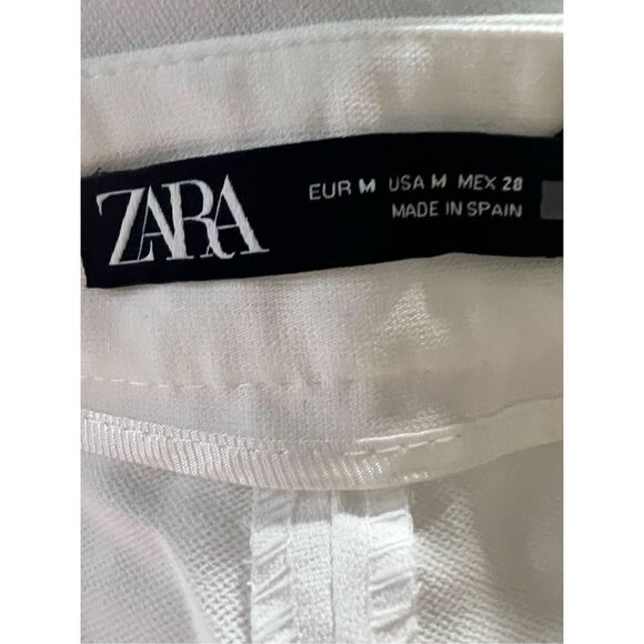 Zara Women's White Dark Oyster Wide-Legged Pants Size Medium NWT - Picture 4 of 6